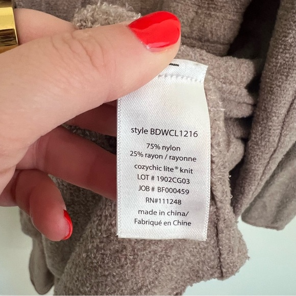 Barefoot Dreams Cardigan Long Cozychic Lite Sweater Taupe Knit Cardi Lounge L - Picture 4 of 7